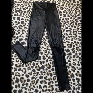 Black faux leather leggings